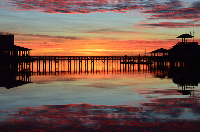 Biloxi Marina Pier at Sunrise.