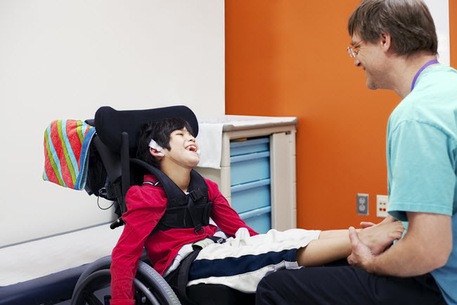 Disabled Boy in a Wheelchair.