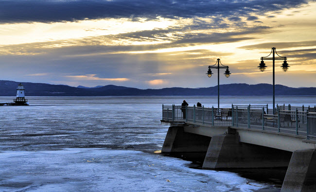 Frozen Lake Champlain, Burlington, Vermont.