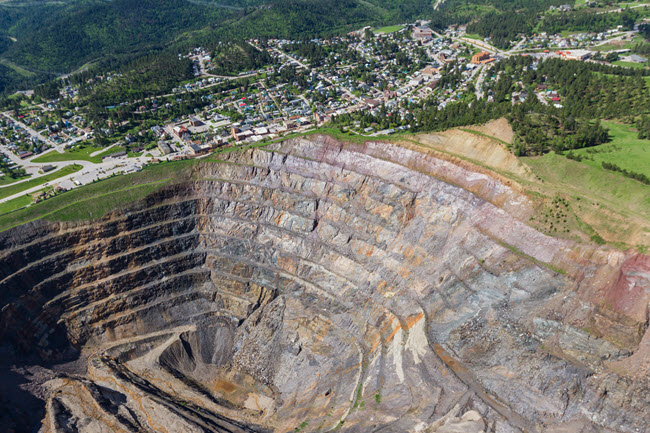 Aerial View of Lead, South Dakota.