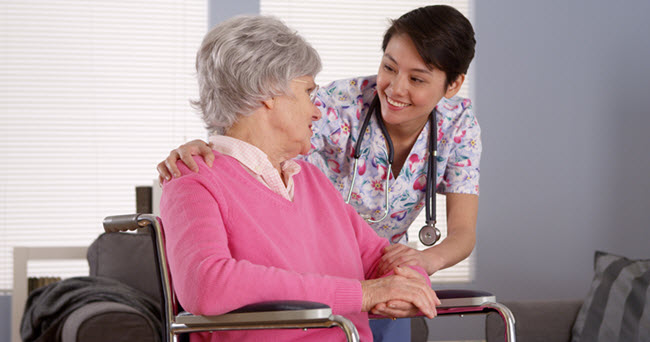 Nurse with an elderly woman.
