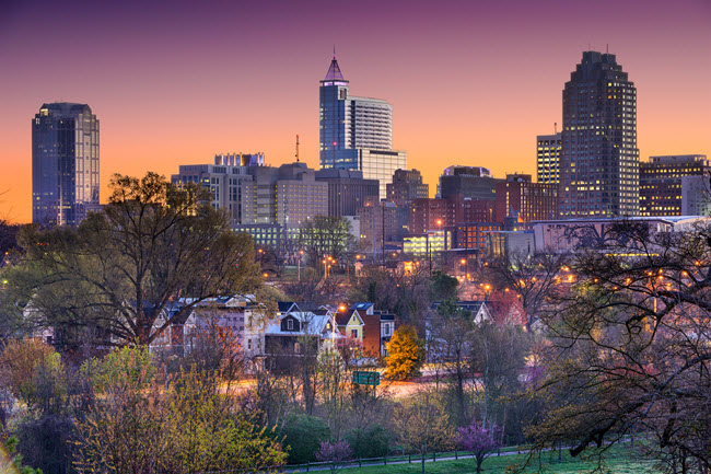 Raleigh Skyline at Dusk.